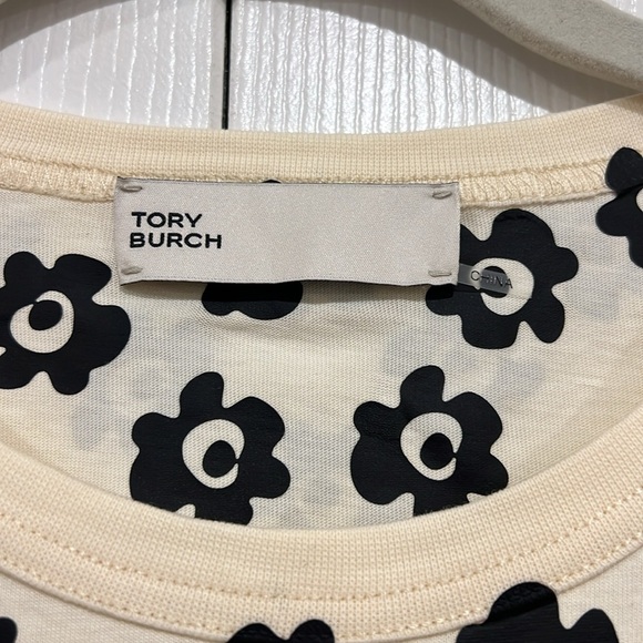 Tory Burch Flower Stencil T-Shirt Dress Womens Black White Retro Size XS - Picture 4 of 6